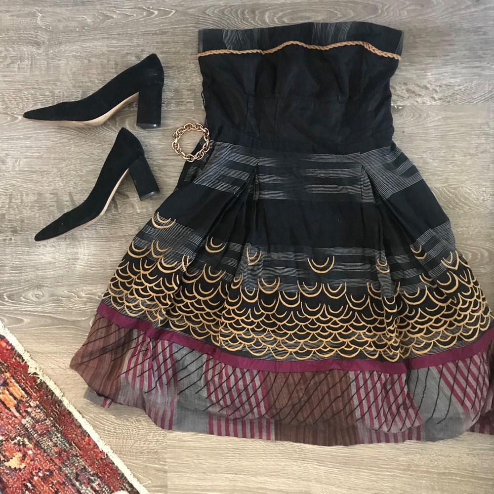Anthropologie Floreat Womens Strapless Dress